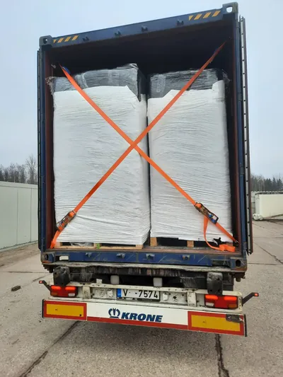 6000 L big bales loaded and strapped in a container